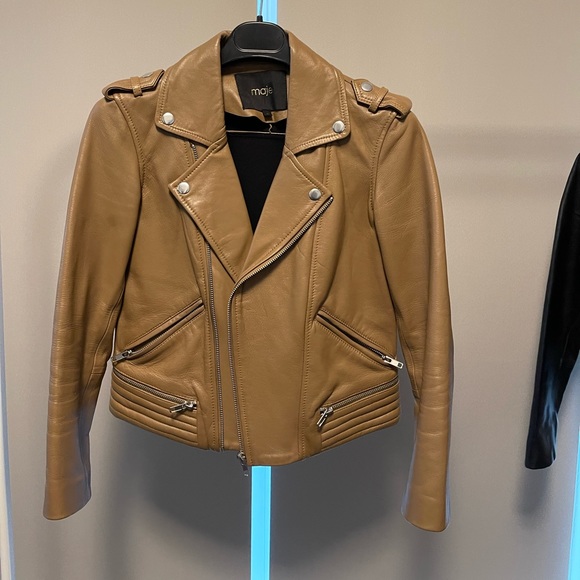 maje Basalt leather jacket T36 camel color - Picture 3 of 5
